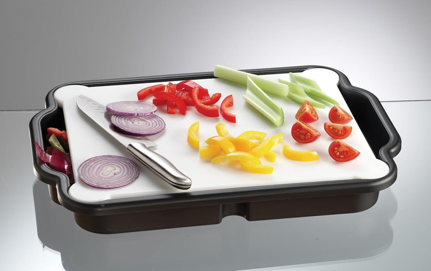 Dishwasher Safe BBQ Prep Cutting Board with Tray - Versatile & Lightweight