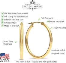Load image into Gallery viewer, Elegant 14k Gold Hoop Earrings - 1 Inch Diameter, Gift Ready in Deluxe Box