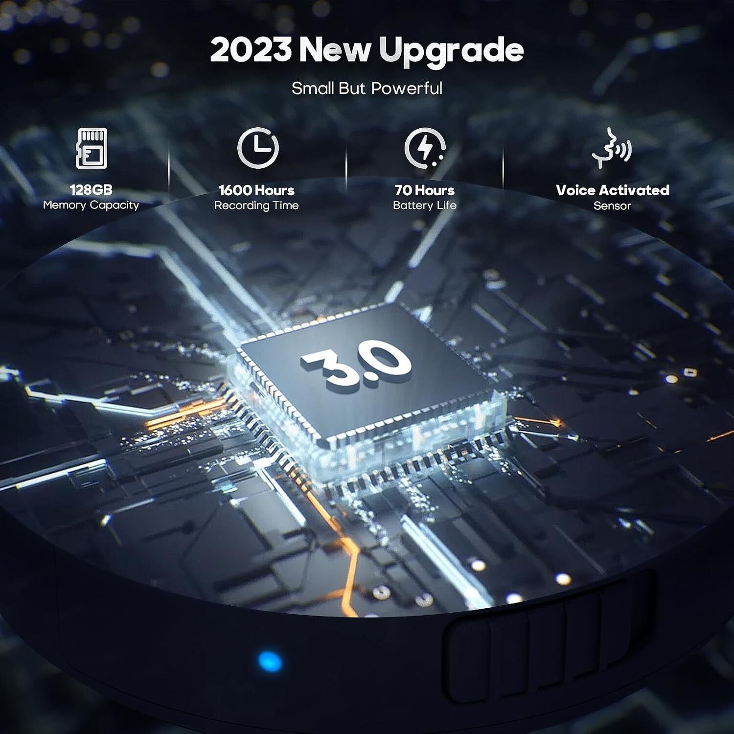 128GB Magnetic Voice Activated Recorder - 1600 Hours of HD Sound Recording