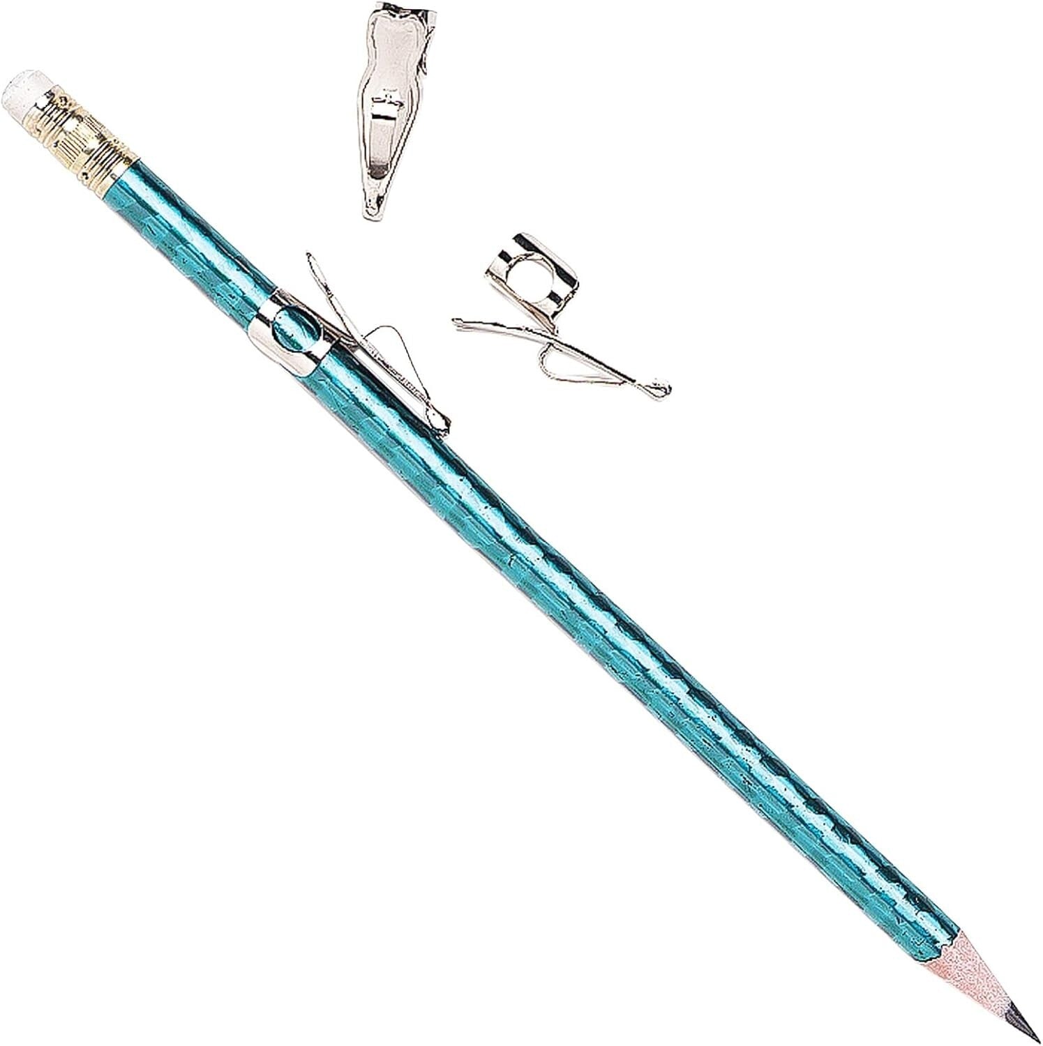 100 Chrome Pencil Clips in Stylish Tub - Perfect for Students and Professionals