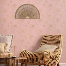 Load image into Gallery viewer, Moisture-Resistant Floral Peel &amp; Stick Wallpaper in Pink and Gold - 20.5" x 198"
