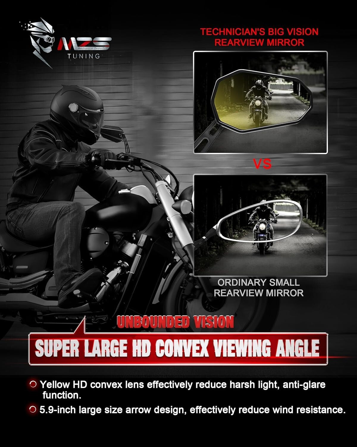 Universal Motorcycle Mirrors - Adjustable Heavy-Duty Aluminum Side Mirrors