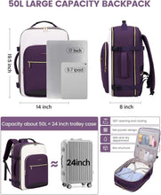 Load image into Gallery viewer, 50L Airline Approved Carry On Backpack with Packing Cubes for Travel Comfort