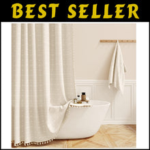 Load image into Gallery viewer, Luxurious 72x84 Inch Water-Repellent Linen Blend Shower Curtain with Tassels
