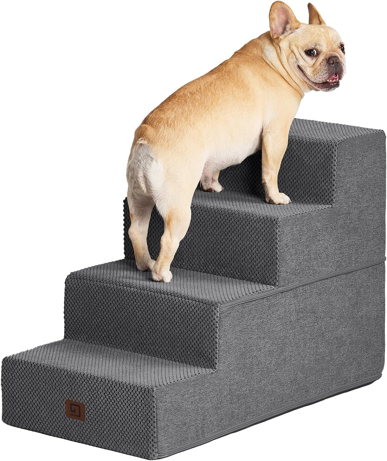 Portable 4-Step Dog Stairs for Small Dogs - Indoor Pet Steps with Washing Cover
