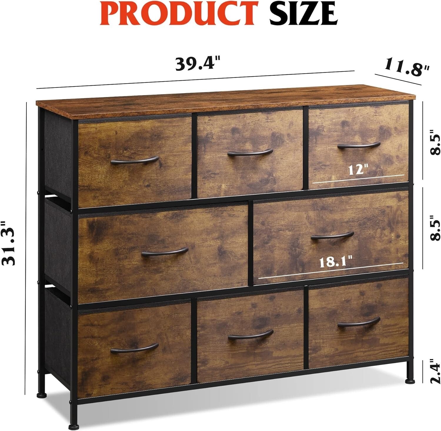 Multifunctional Fabric Dresser with 8 Deep Drawers - Versatile Storage Solution
