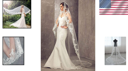 Chapel Length Bridal Veil with Metal Comb - Lightweight and Handcrafted Elegance