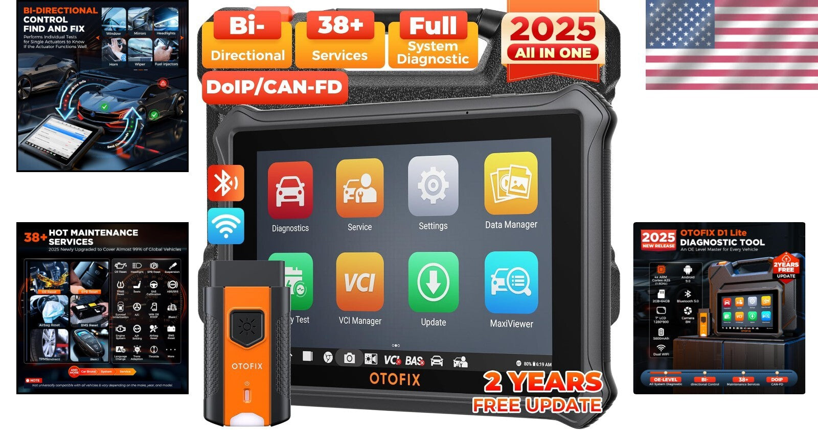 D1 Lite Bidirectional Automotive Diagnostic Scanner - 2025 Coverage & 38+ Resets