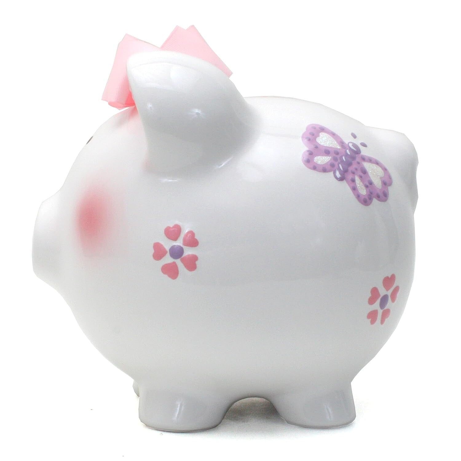 Elegant 8" Ceramic Piggy Bank for Girls - Butterfly Patterned Savings Bank