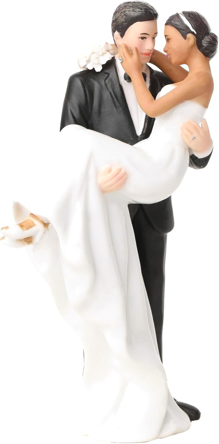 Celebratory Interracial Wedding Cake Topper – Perfect for All Love Stories