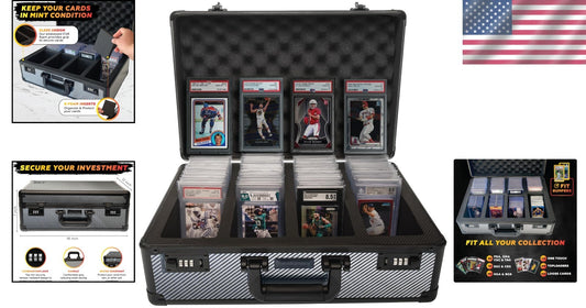 Premium Carbon Fiber Graded Card Storage Box - 4 Row PSA Case (Water-Resistant)