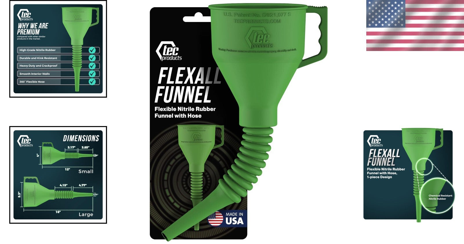 Anti-Spill Long Funnel for Automotive Use - Durable Nitrile Rubber Construction