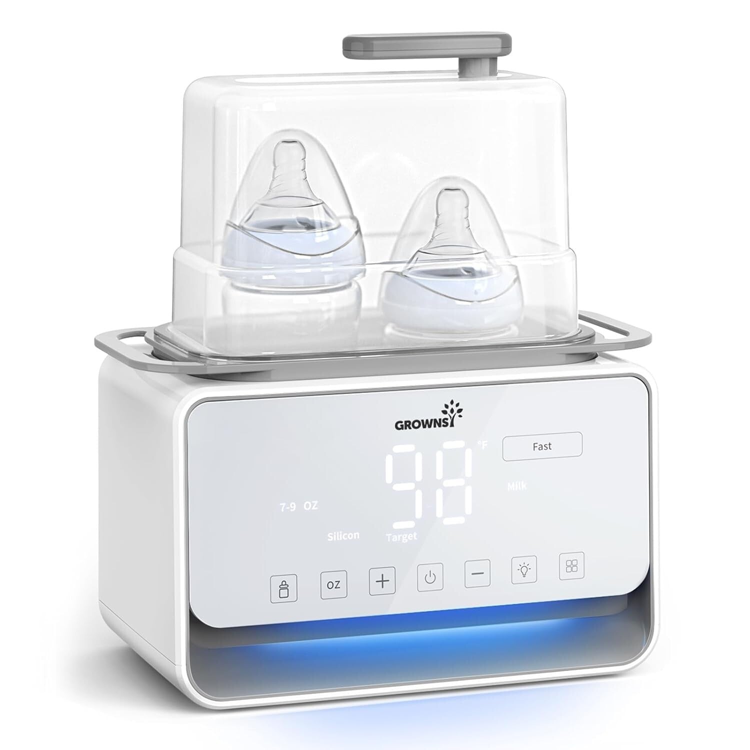 GROWSNY 12-in-1 Baby Bottle Warmer with Fast Steam & Night Light - Safe & Easy