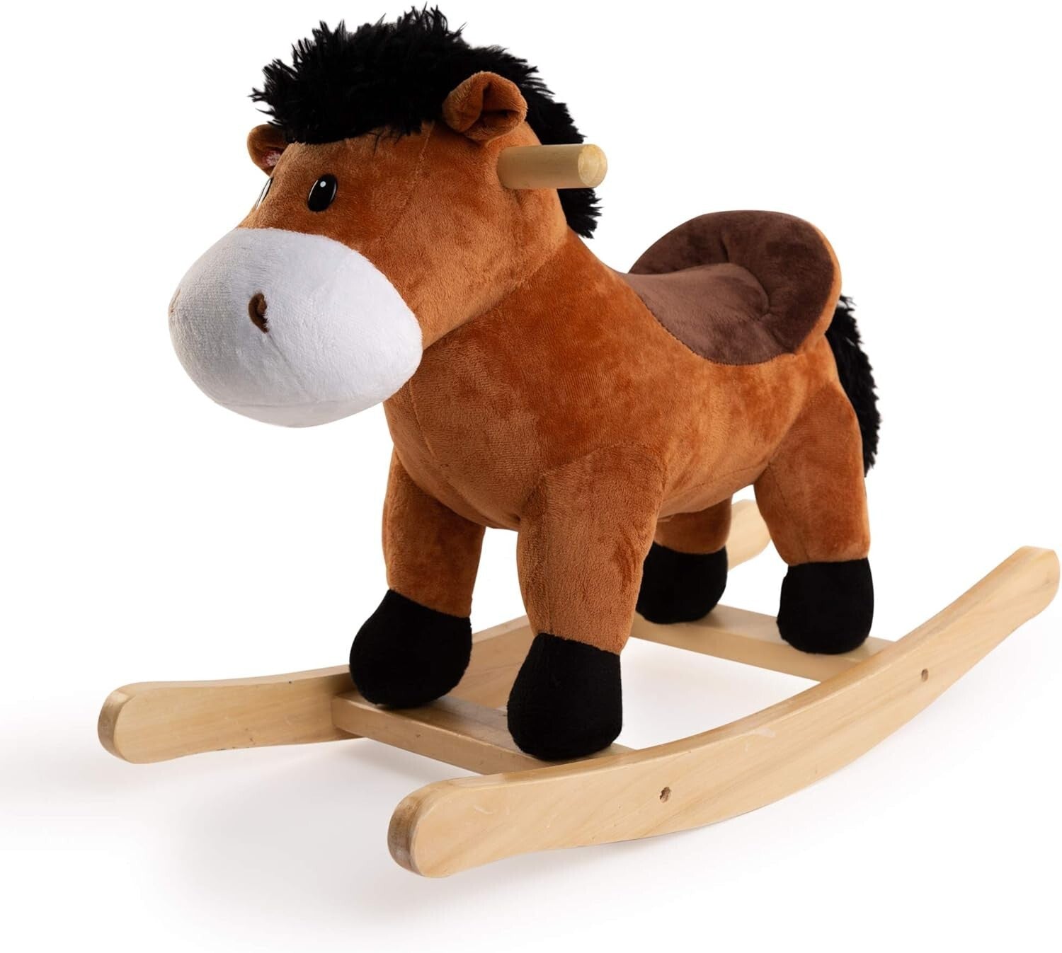 Cuddle-Ready Rocking Brown Horse with Sound - Ideal for Imaginative Play