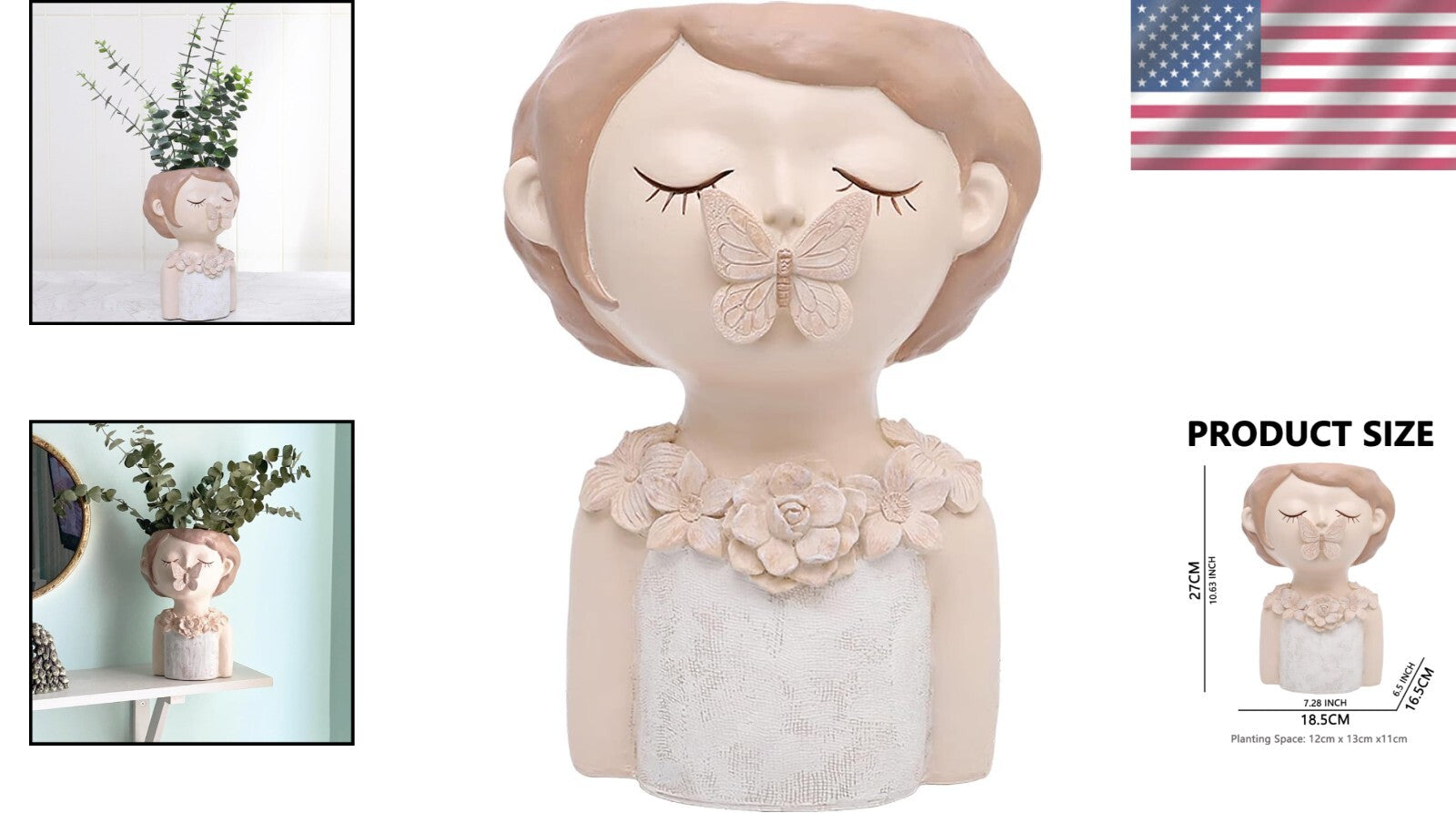 Cute Cartoon Girl Resin Flower Pot - Perfect for Succulents Indoors & Outdoors