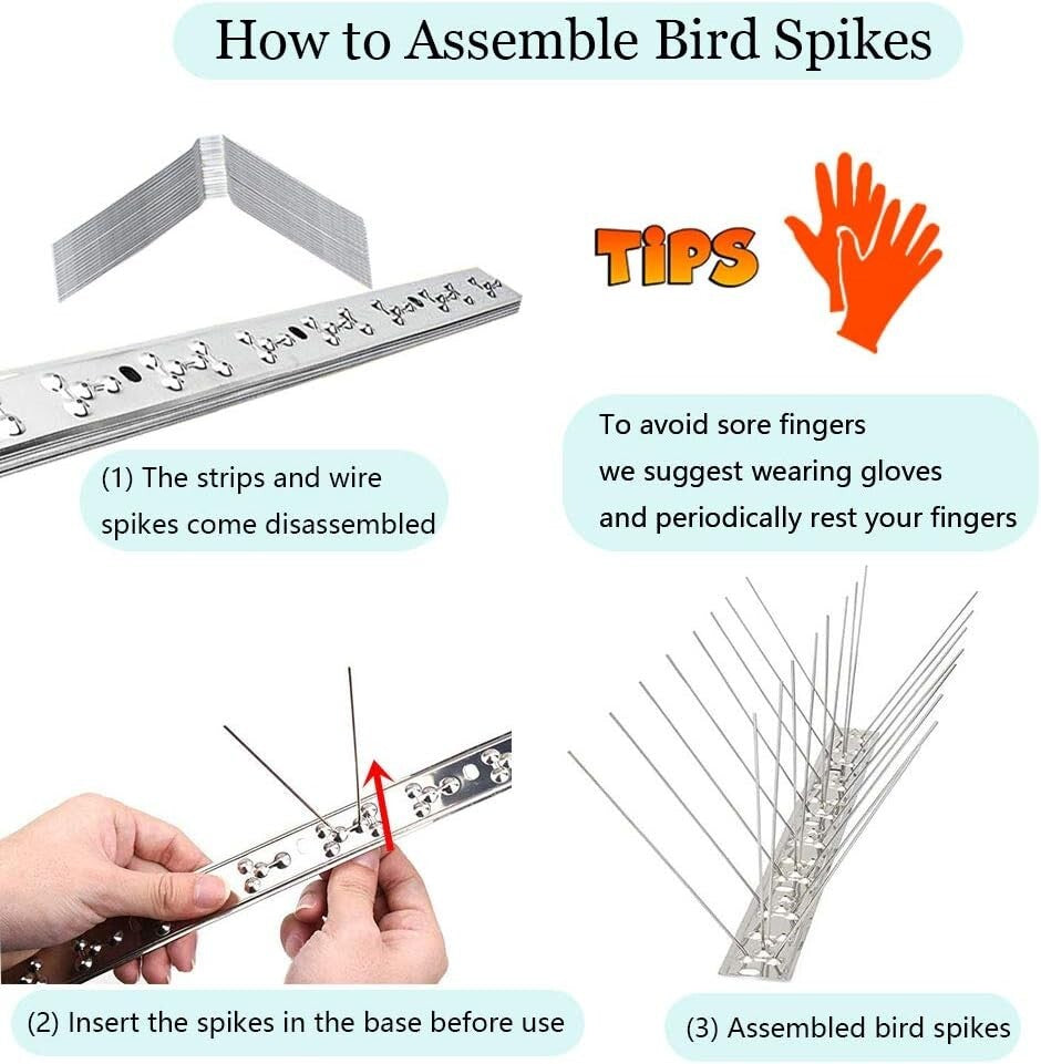Durable Stainless Steel Bird Control Spikes - Flexible Fit for Any Surface