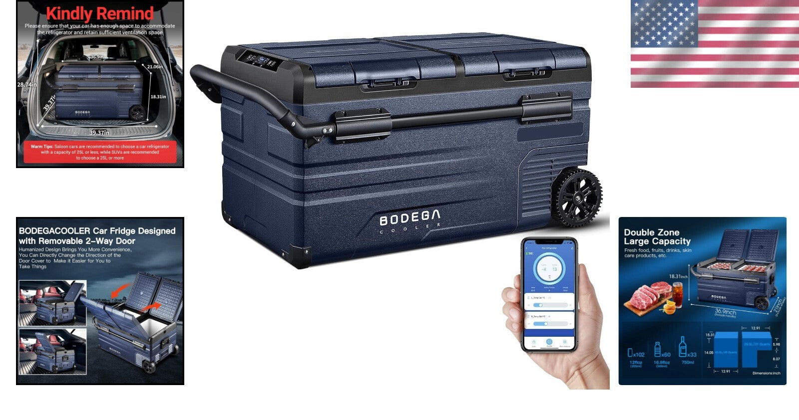 Versatile 80 Quart Car Fridge with App Control - Ideal for Camping and Travel