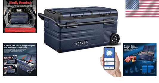 Versatile 80 Quart Car Fridge with App Control - Ideal for Camping and Travel
