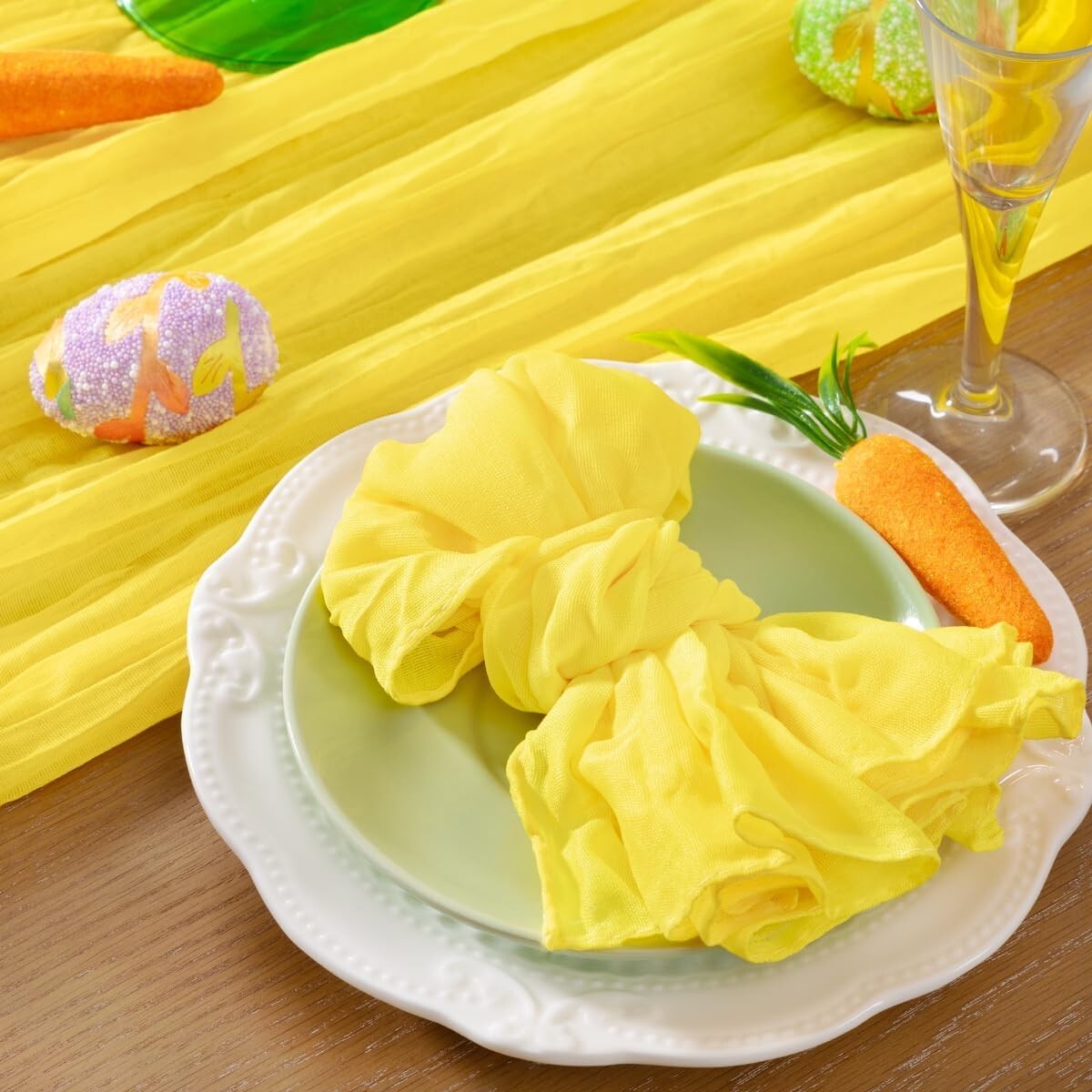 Premium 50-Piece Lemon Yellow Cheesecloth Napkin Set - 21'' for Any Celebration