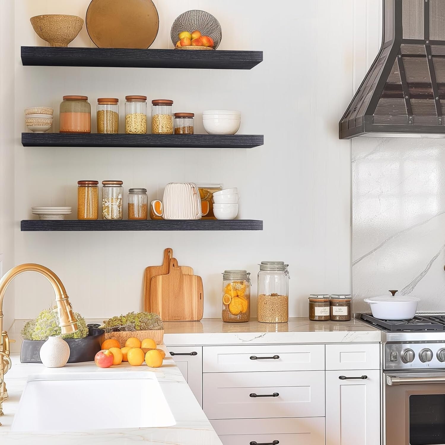 Elegant Wall-Mounted Rustic Floating Shelves - 36 in for Bedroom & Living Room