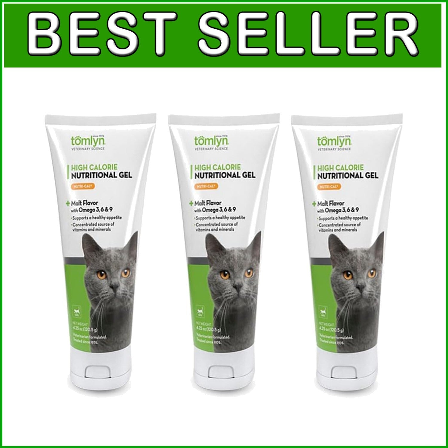 Nutri-Cal High-Calorie Cat Gel - 4.25oz Tubes for Appetite and Health, Pack of 3