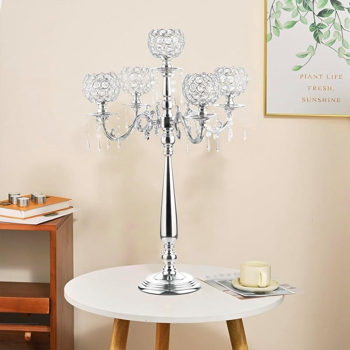 Luxury Crystal & Silver Candelabra Holders - 4 Elegant Sets for Special Events