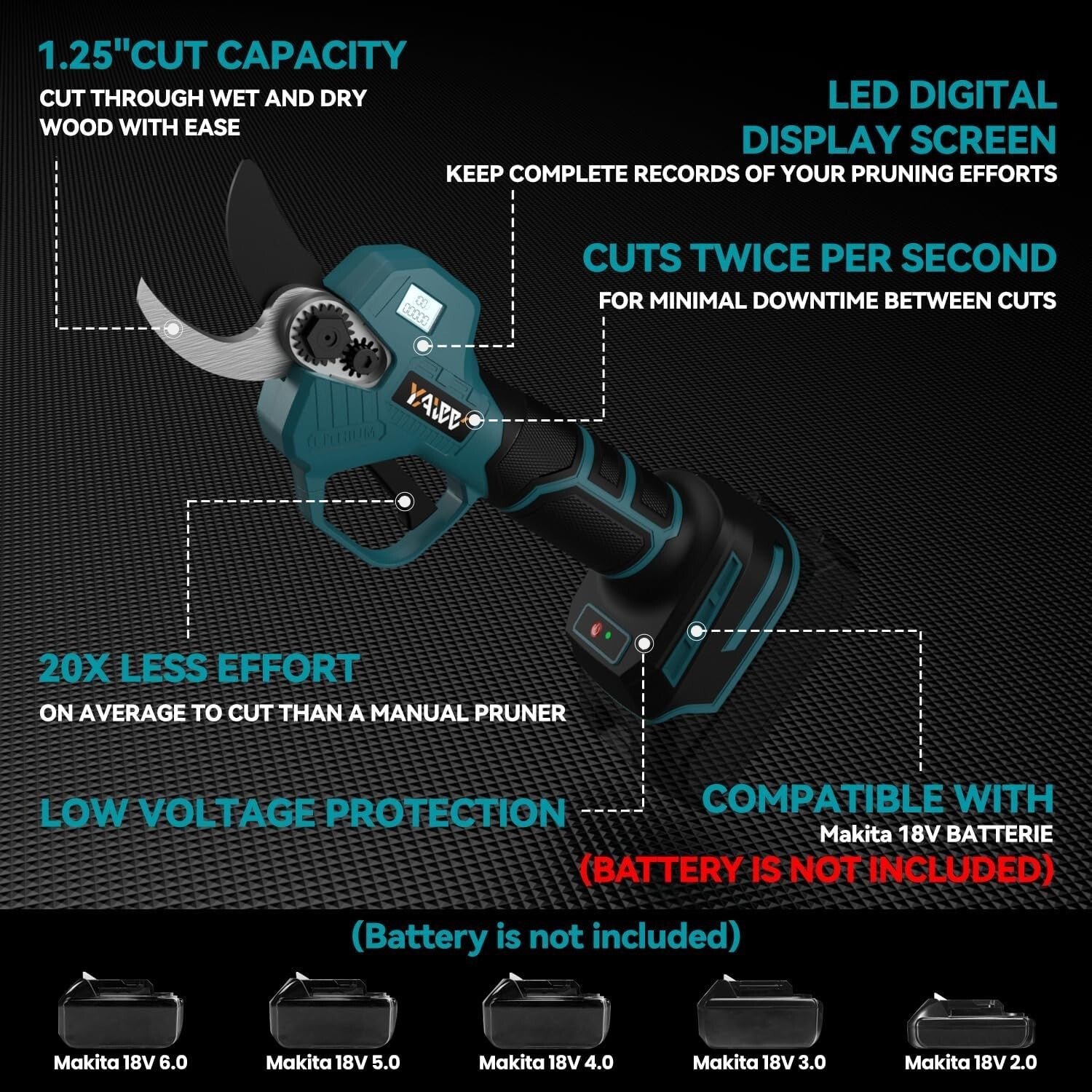 Lightweight Brushless Electric Pruning Shears - Fast 0.5s Trimming for Gardeners