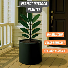 Load image into Gallery viewer, 14.6 Inch XL Matte Black Fiberstone Planter with Drainage for Indoor/Outdoor