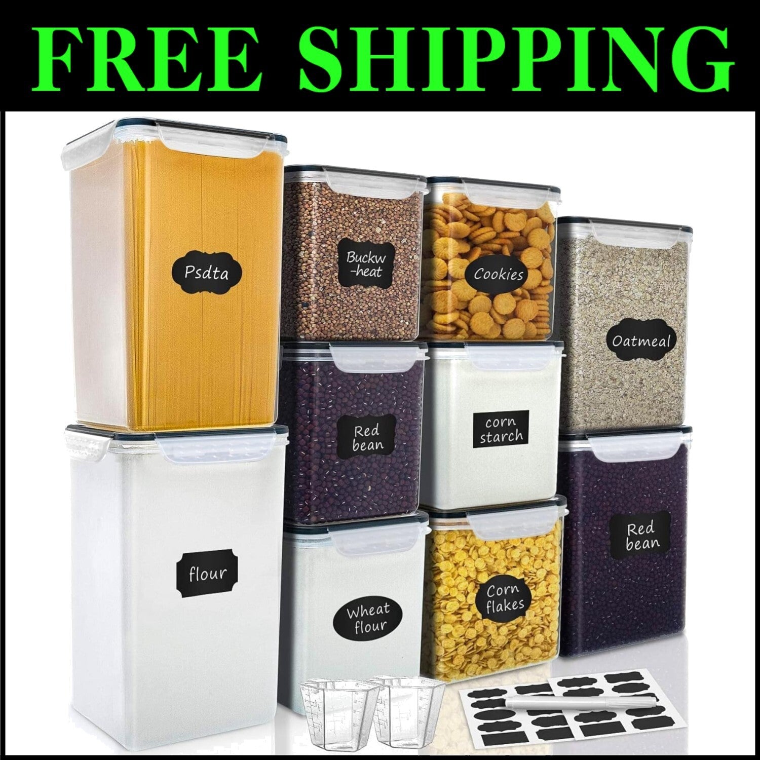 Space-Saving Airtight Food Storage Containers, 10-Pack - Durable & Stylish