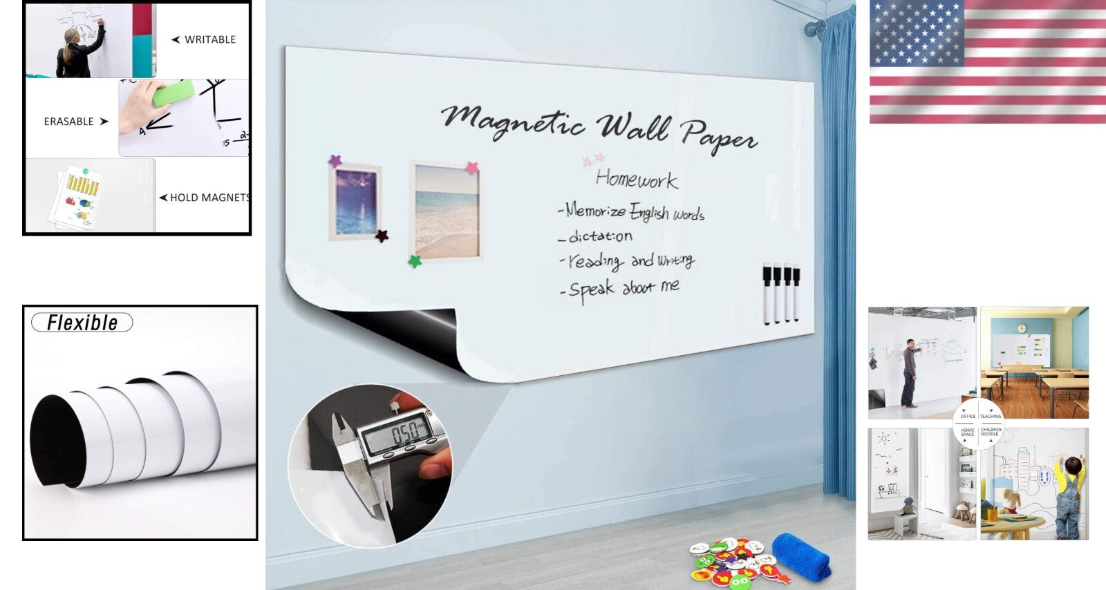 Versatile Magnetic Dry Erase Whiteboard Sticker 60 x 36 inches for All Spaces