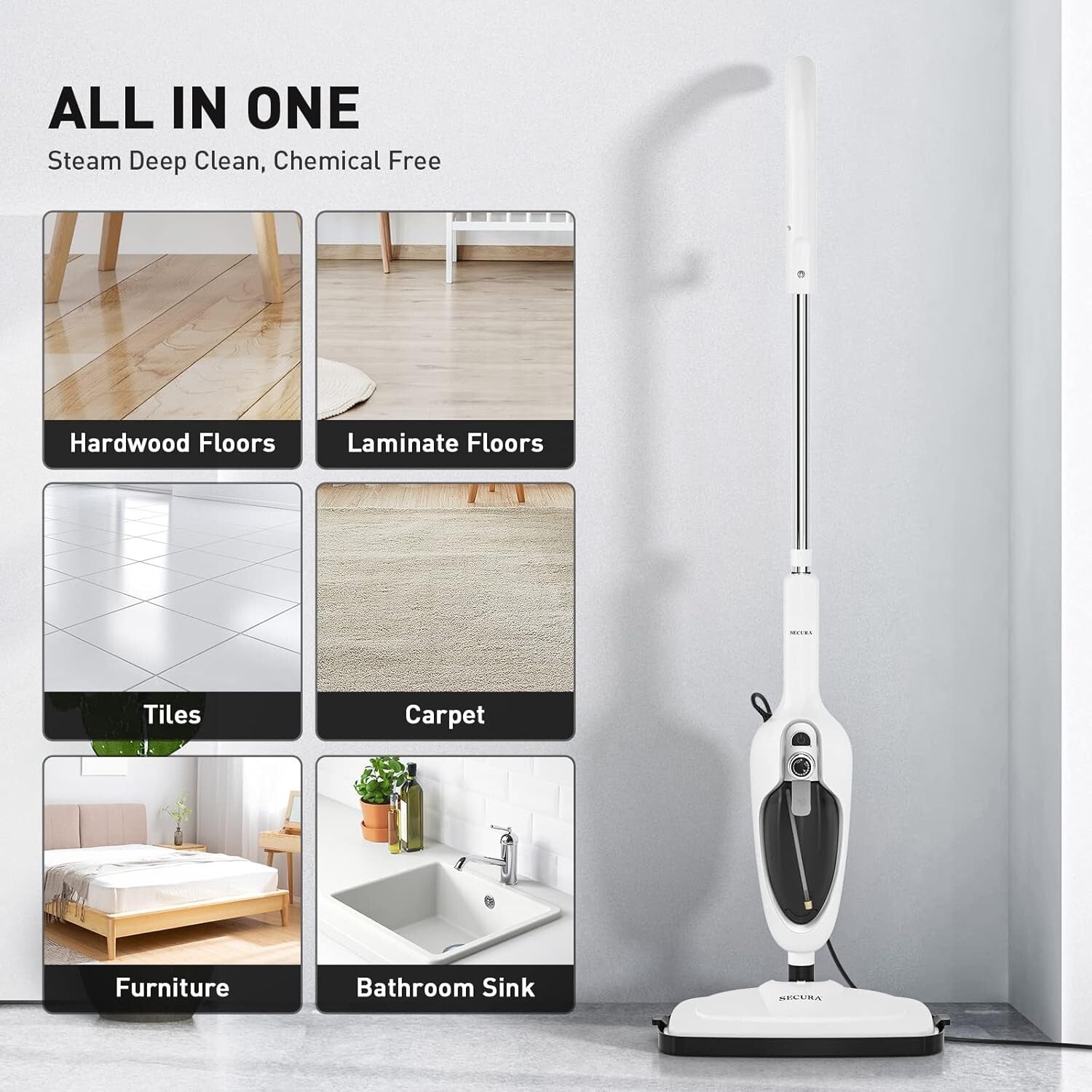 10-in-1 Detachable Steam Mop - Multi-Functional Cleaner for Chemical-Free Floors