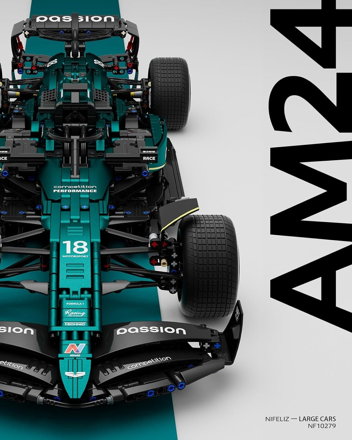 1:8 Scale AM24 F1 Racing Car Set - Engaging 2351PCS Model for Motorsport Lovers