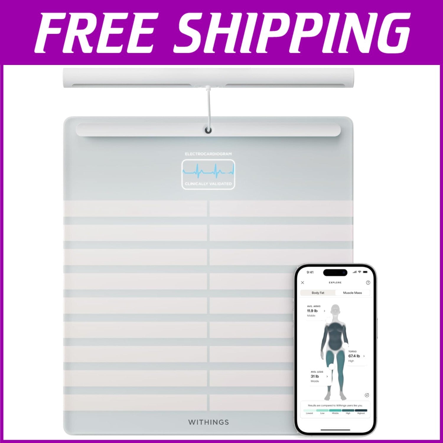 Digital Glass Scale with Muscle Mass Tracker & Heart Rate Monitoring Features