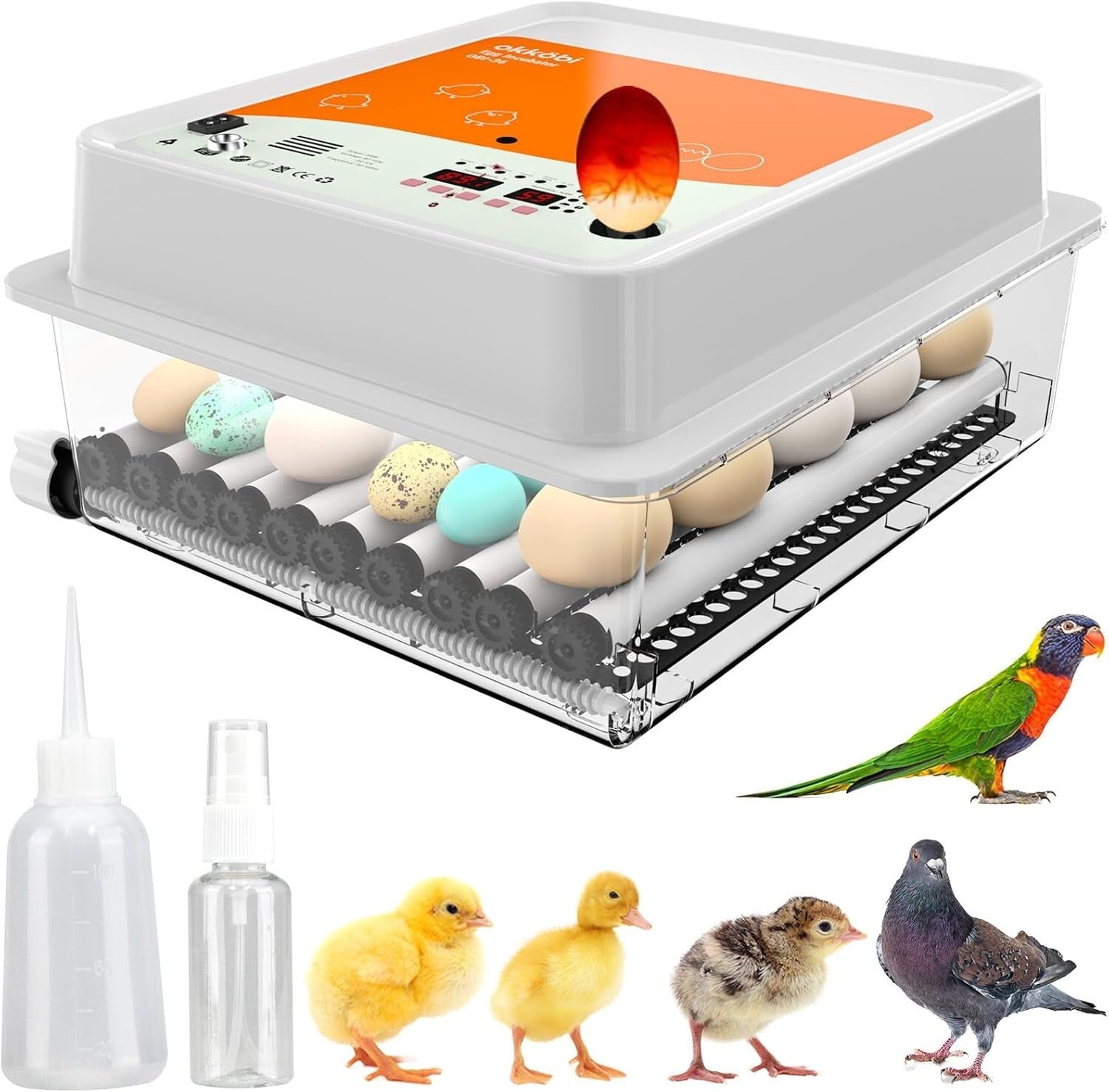 36 Egg Hatching Incubator with Digital Control & Integrated Egg Candler Included