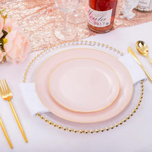 Load image into Gallery viewer, Stylish Pink Plastic Plates with Gold Embellishment - Ideal for Parties &amp; Events