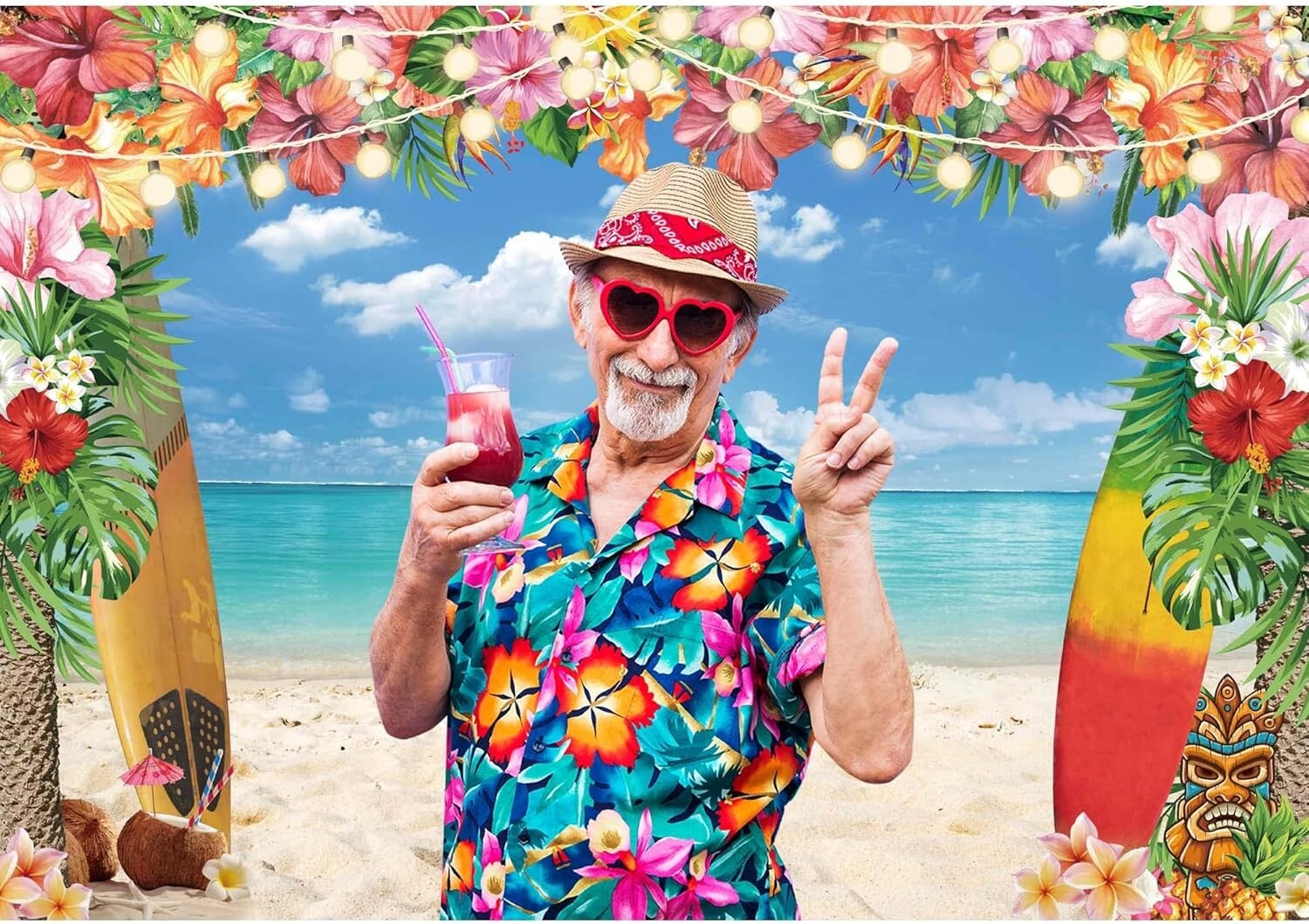 10x8ft Tropical Palms Photography Background - Reusable for Luau Decorations