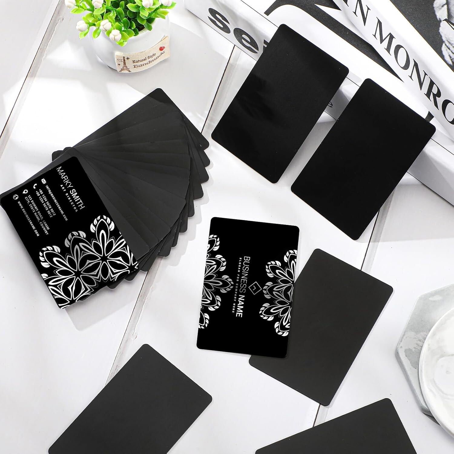 100-Pack Customizable Metal Business Cards - Durable Aluminum 3.4 x 2.1 inch