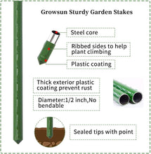 Load image into Gallery viewer, Metallic Green 5ft Tomato Cage Set - 6 Sturdy Stakes with Clips for Garden Use