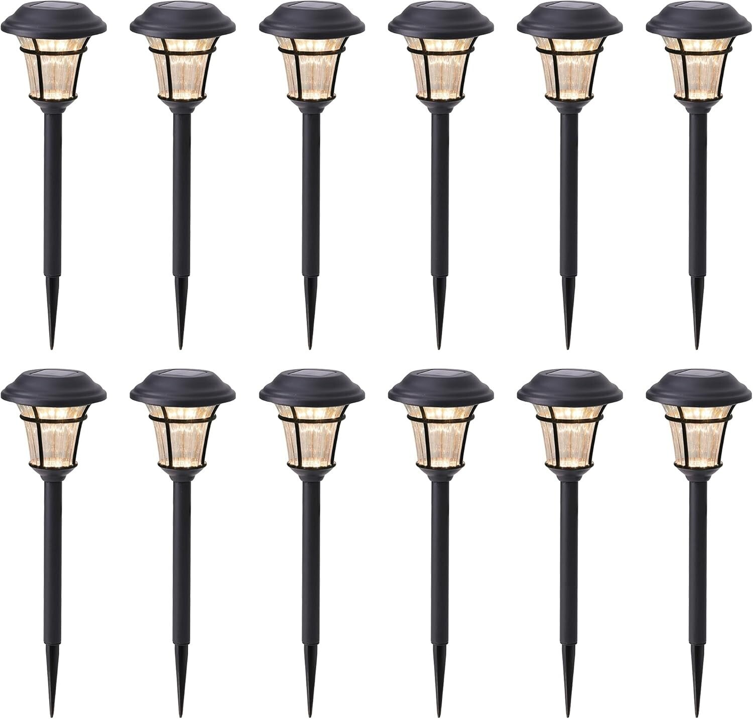 Stylish 12 Solar Garden Lights - Cordless, Waterproof Outdoor Pathway Lighting