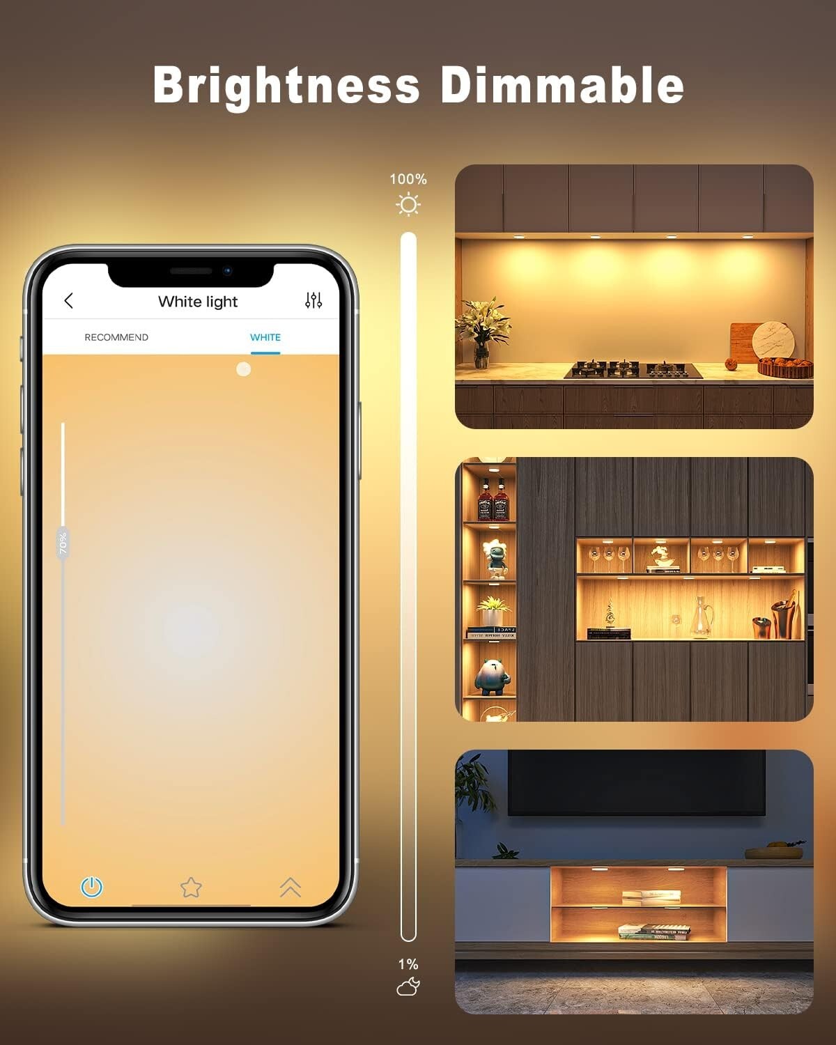 4-Pack Under Cabinet Smart Puck Lights - Adjustable Colors & Remote Control