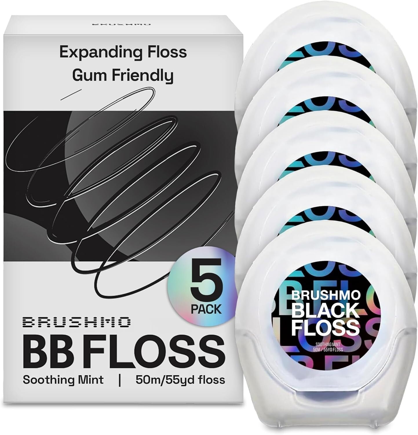 Advanced Black Floss - Expanding Mint Floss for Superior Plaque Control, 275 yd