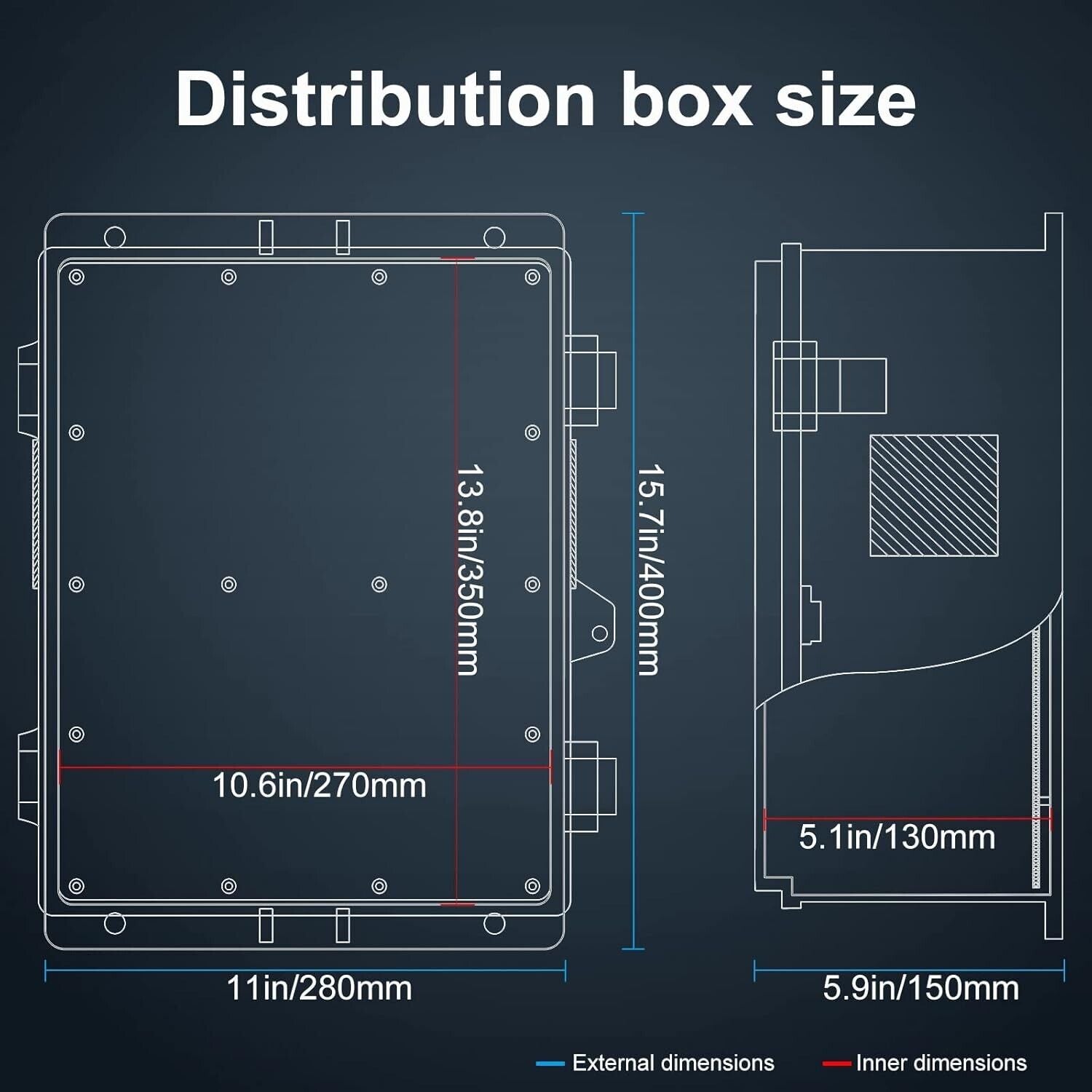 Large Outdoor Electrical Junction Box with Rainproof Louvers & Safety Lock Holes