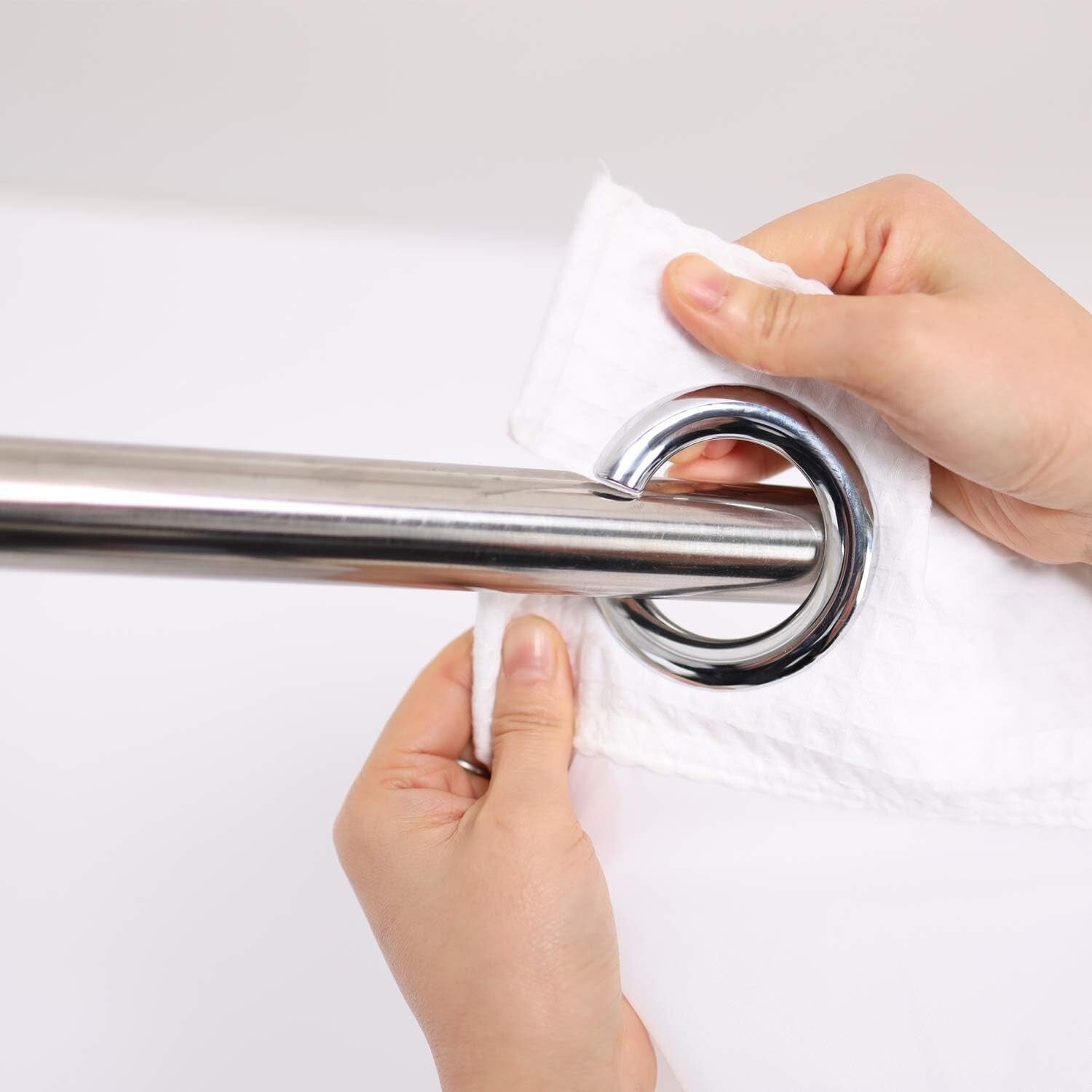 Stylish White Waffle Weave Shower Curtain Set - Grommet Style, 71 x 74 Inches