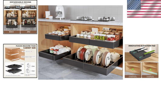 Hassle-Free Adhesive Pull-Out Cabinet Organizer - Adjustable & Expandable Design