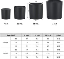 Load image into Gallery viewer, Lightweight 14-Inch Matte Black Plant Pot with Drainage - Mid-Century Essential