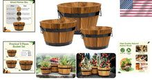 Load image into Gallery viewer, Set of 3 Durable Acacia Wood Flower Boxes with Ergonomic Handles &amp; Drainage