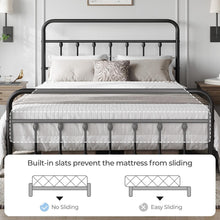 Load image into Gallery viewer, Elegant Black Iron Bed Frame - Full Size with High Headboard &amp; Under Bed Storage