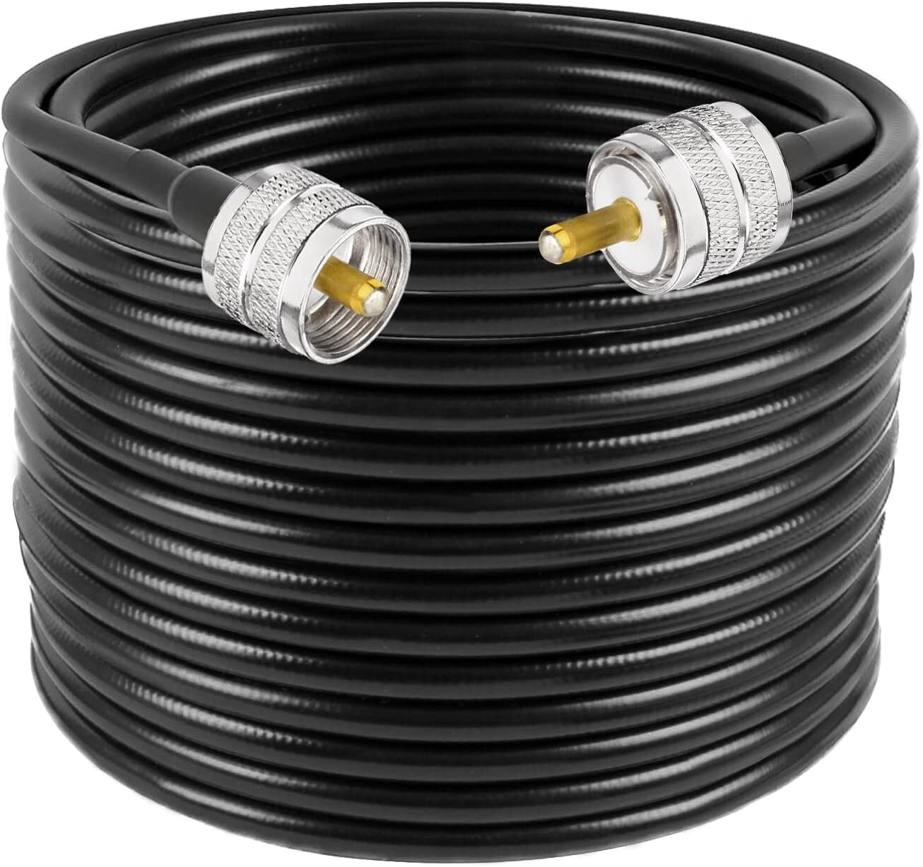 Flexible 50ft UHF Male to Male Coaxial Cable for CB Radio & Antenna Use