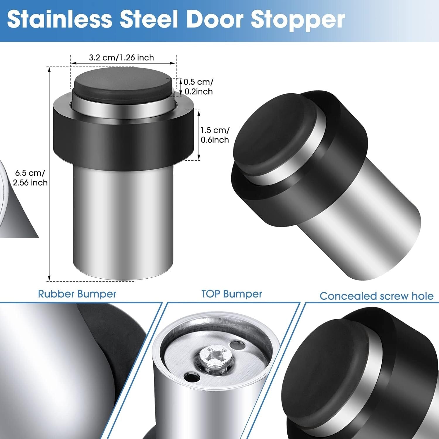 Compact and Elegant 20 Pc Stainless Steel Door Stopper Set with Unique Design