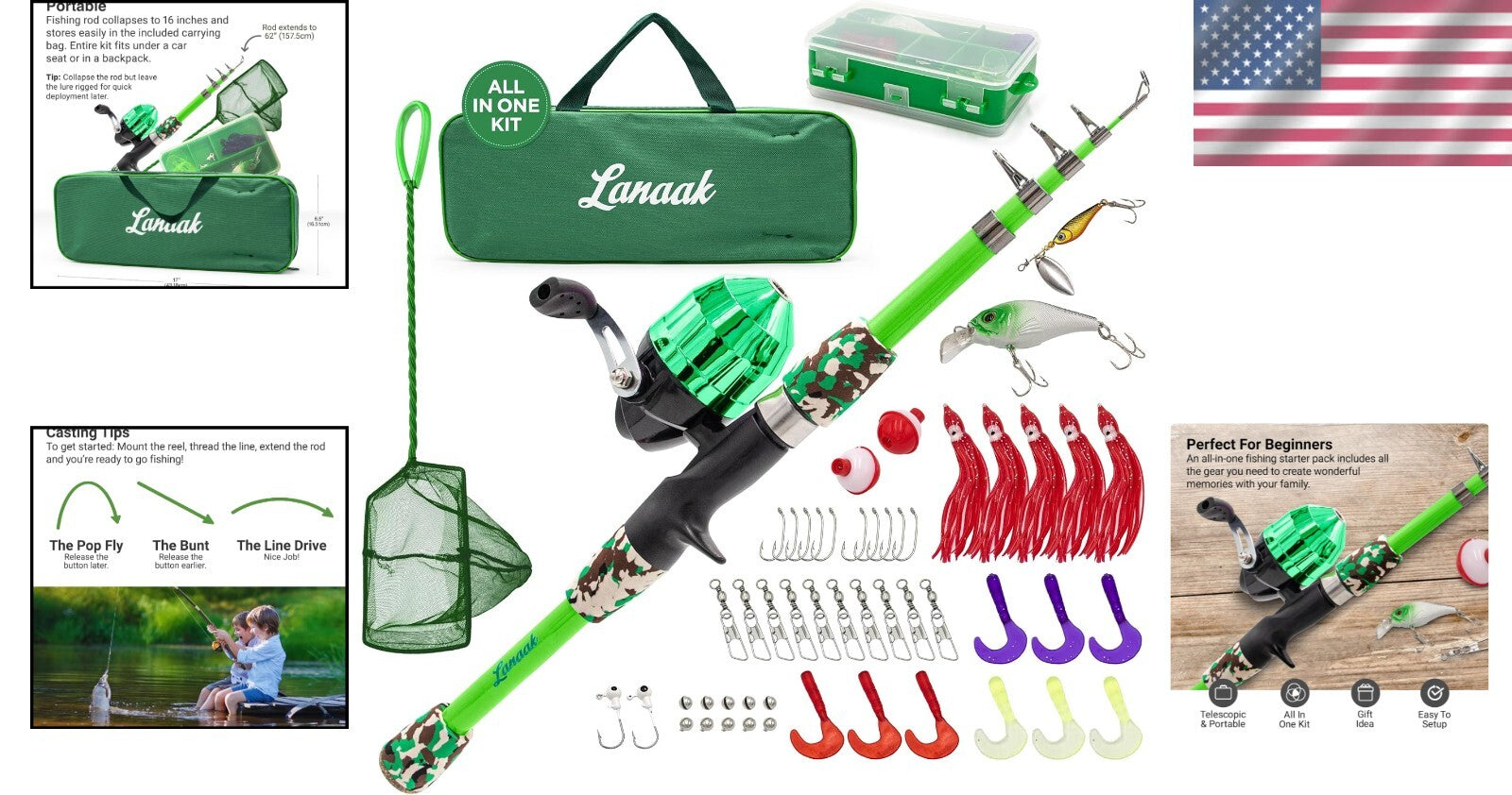 Youth-Friendly Fishing Gear: 65 Inch Telescoping Rod & Fully Stocked Tackle Box